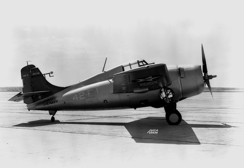Grumman F4F Wildcat (F4F-3) de l'US Navy de profil