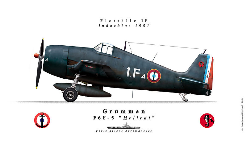 Grumman F6F Hellcat (F6F-5) de la marine française, profil couleur