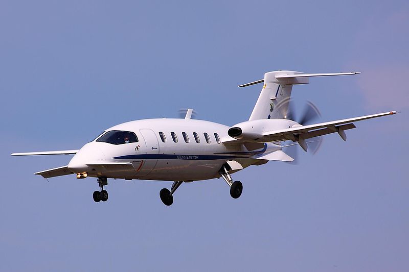 Piaggio P.180 Avanti en vol train sorti