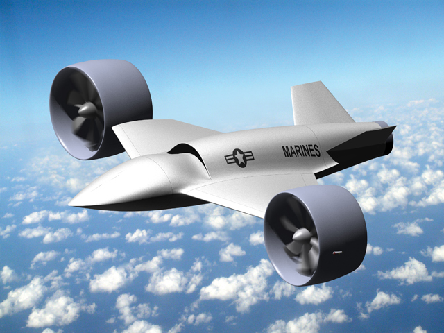 American Dynamics AD-150 en vol - Impression d'artiste