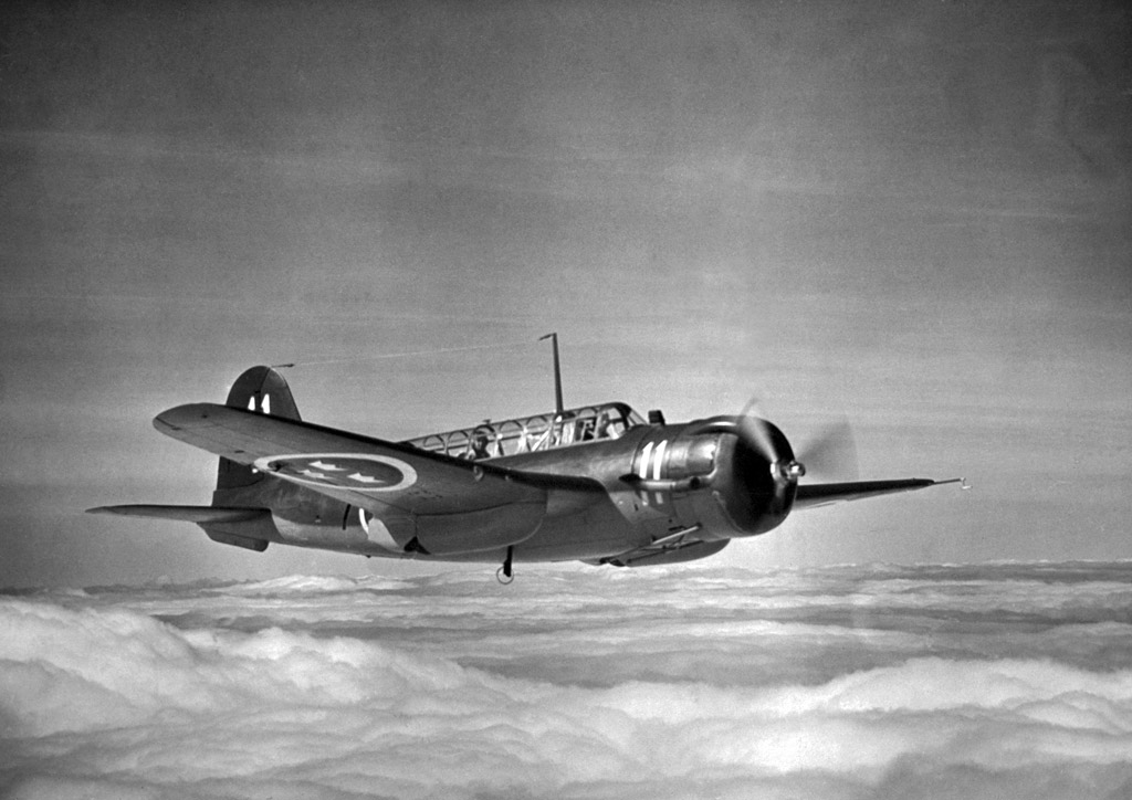 Saab 17 (B 17) suédois en vol