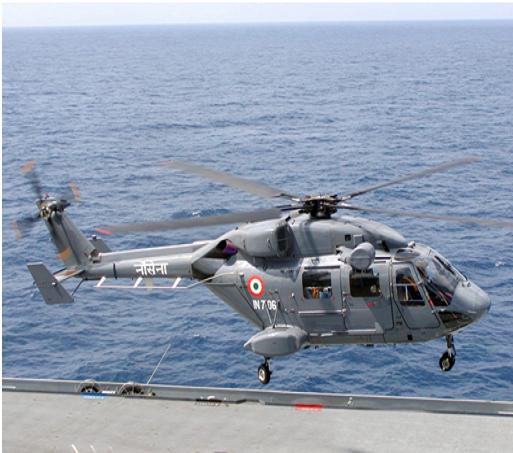 HAL Dhruv Mk 3 de la marine indienne prêt à atterir