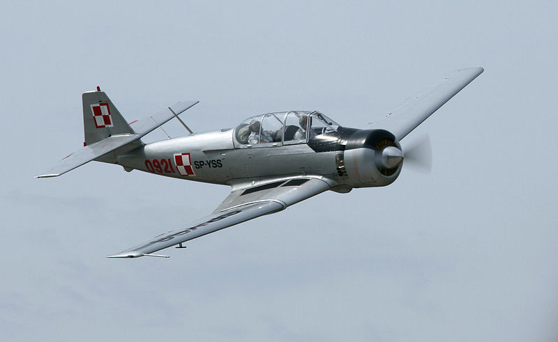 PZL TS-8 Bies aux couleurs polonaises en vol