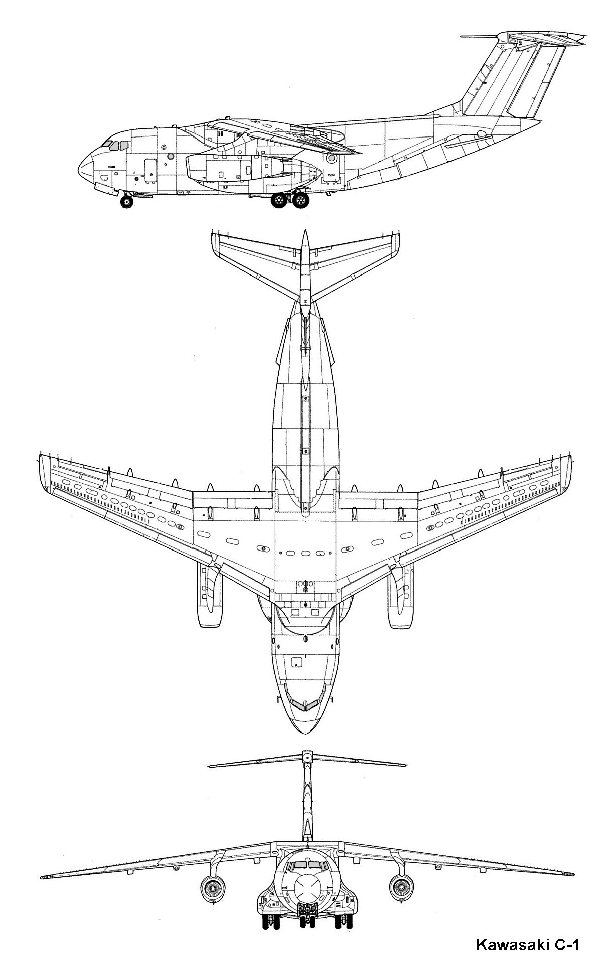 Kawasaki C-1, plan 3 vues