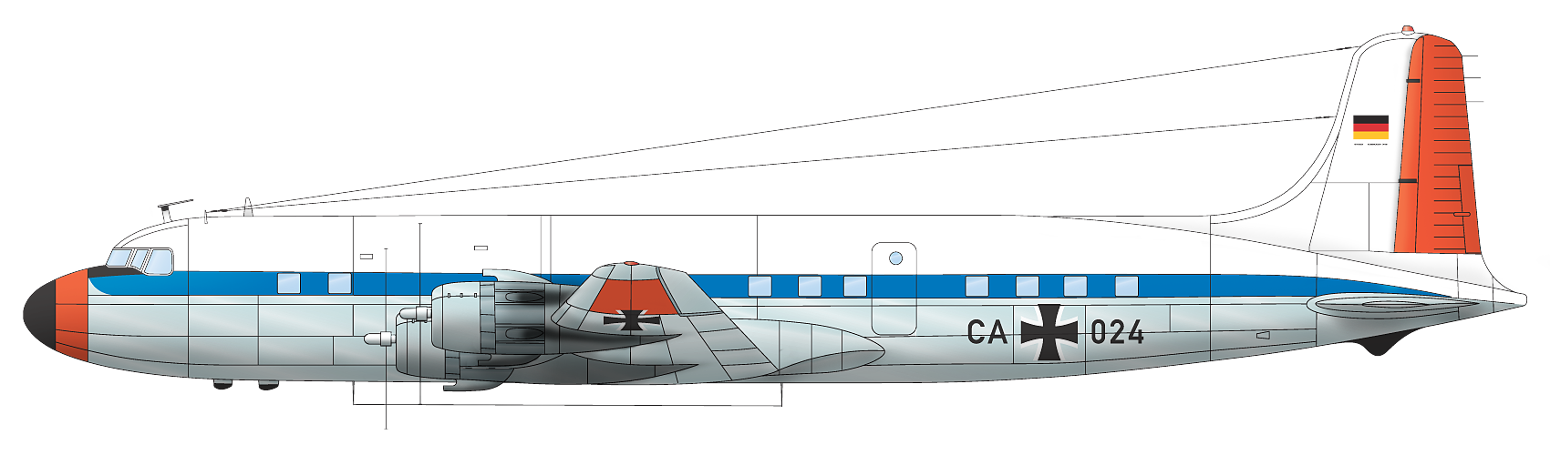 Douglas DC-6 allemand, profil couleur