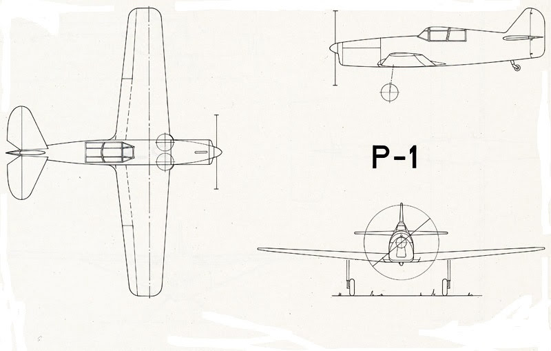 Pilatus P-1, plan 3 vues