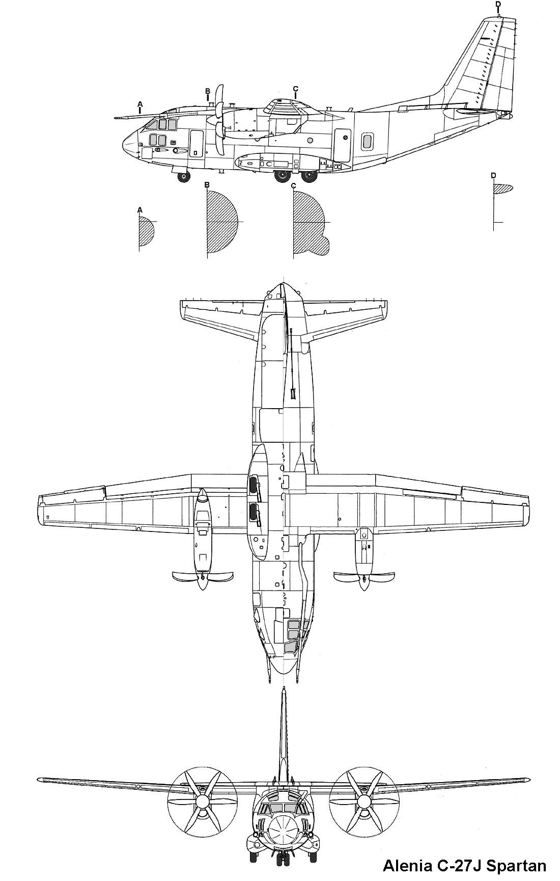 Alenia C-27J Spartan - plan 3 vues