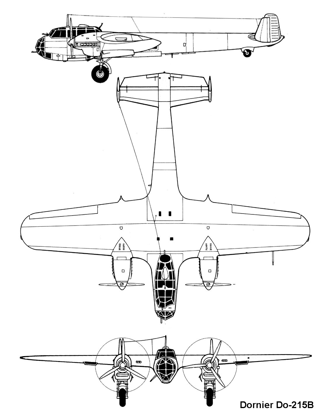 Dornier Do 215 B-1, plan 3 vues
