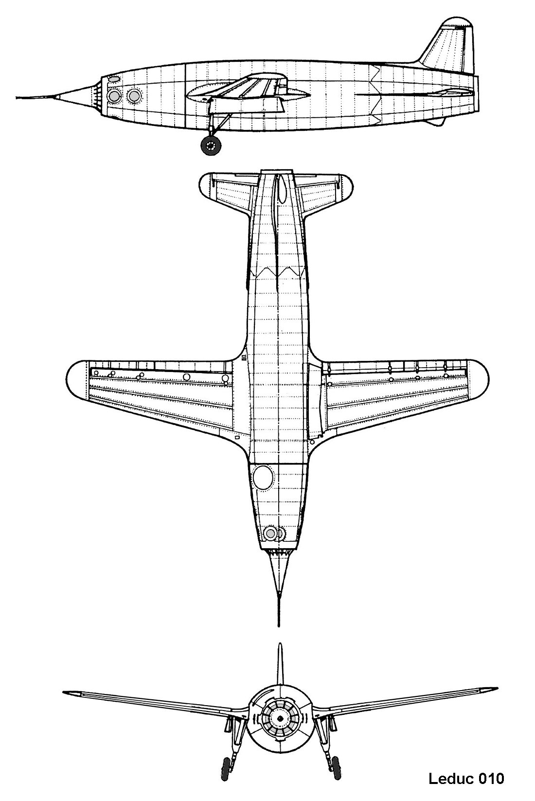 Leduc 010, plan 3 vues