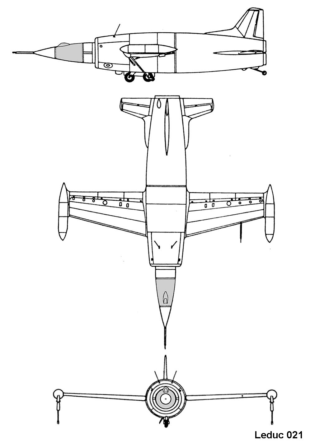 Leduc 021, plan 3 vues