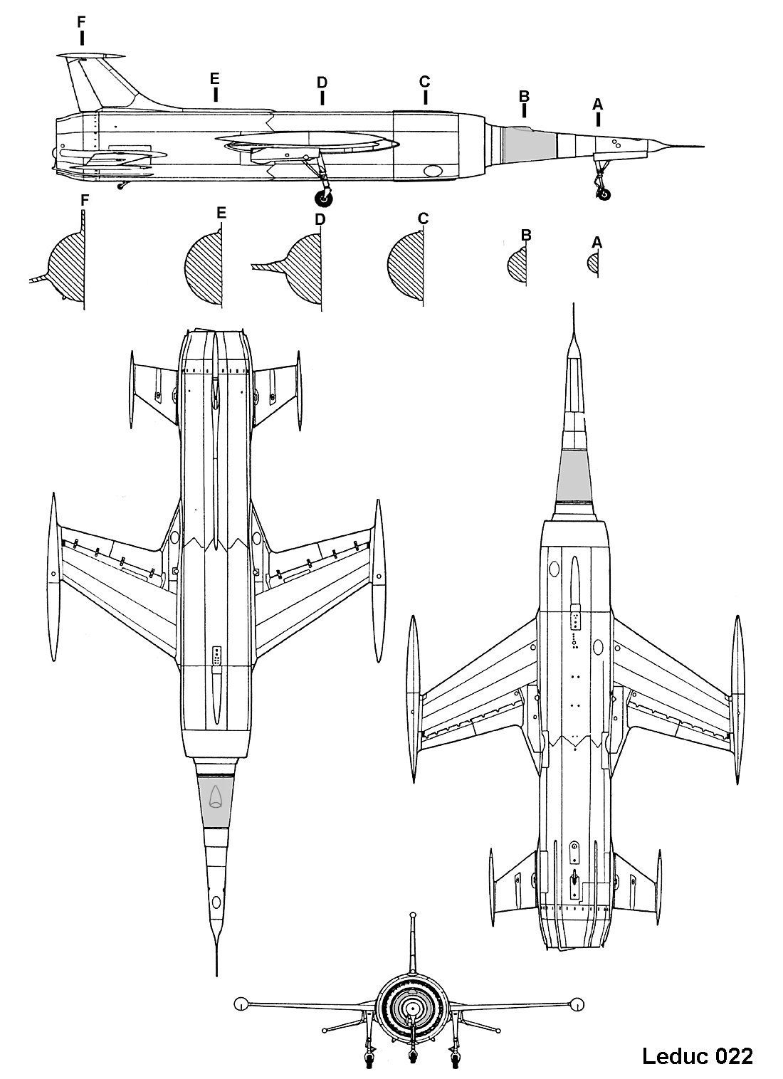 Leduc 022, plan 3 vues