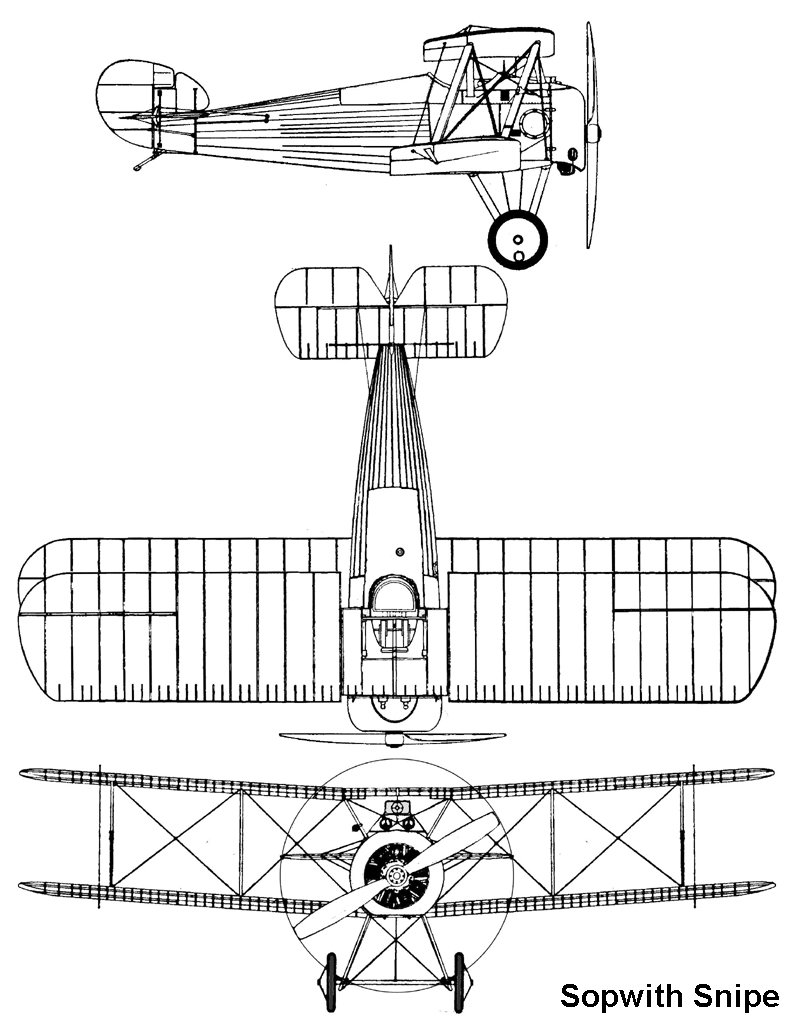 Sopwith Snipe, plan 3 vues